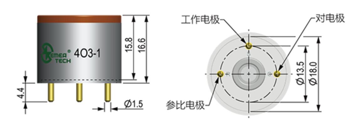 臭氧检测仪用电化学传感器 (4O3-1)0-1ppm